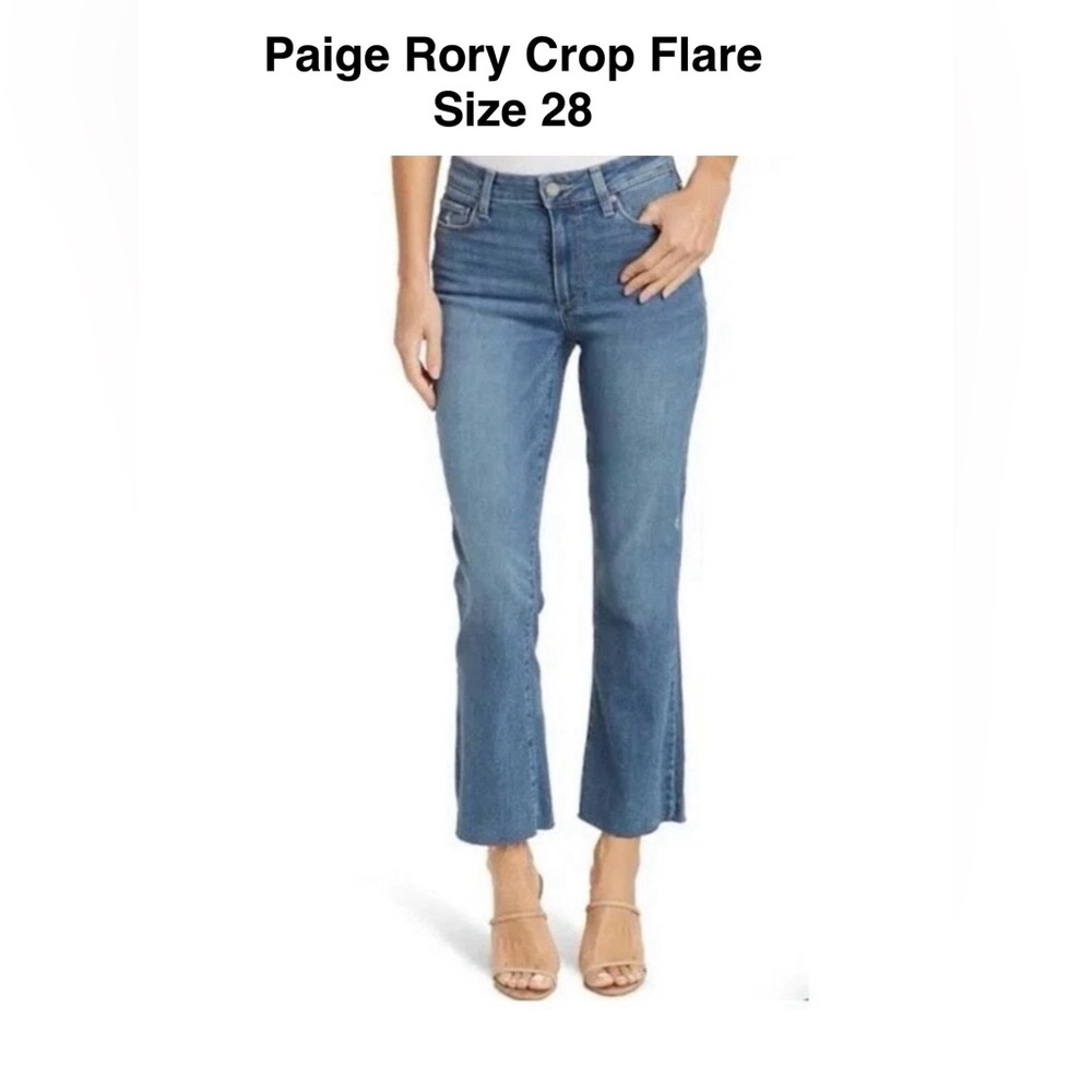 PAIGE Rory Crop Flare Jeans | Size 28 | Medium Wash | Stretch Comfort